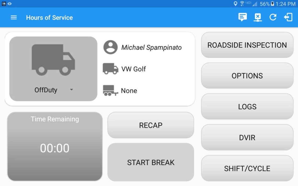 Hours of Service Option of InTouch ELD